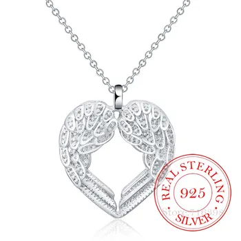 

Romantic Angel Wings 925 Sterling Silver Necklaces & Pendants For Women Prevent Allergy Lady Cubic Zirconia Crystal PartyJewelry