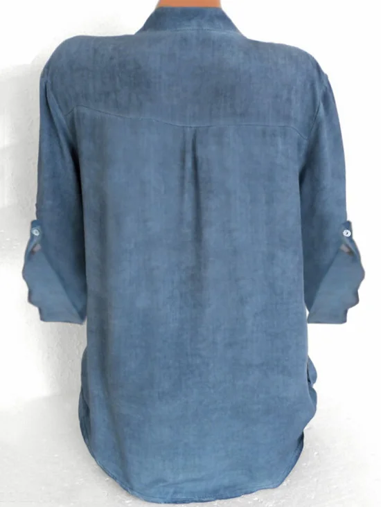 ROSEGAL, большой размер, кружевная вязанная рубашка с рукавами, с v-образным вырезом, длинная рубашка, кружевная Женская однотонная Повседневная Блузка, официальная Женская длинная туника