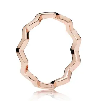 

Original 925 Sterling Silver Ring Rose Gold Timeless Zig Zag Rings For Women Wedding Party Gift Fashion Jewelry