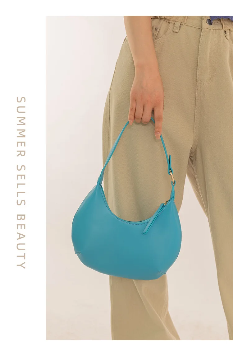 FIRMRANCH Woman's Stylish Solid Color Half Moon Design Sweet Macaron High Quality Daily Date Casual Shoulder Orange Armpit Bag