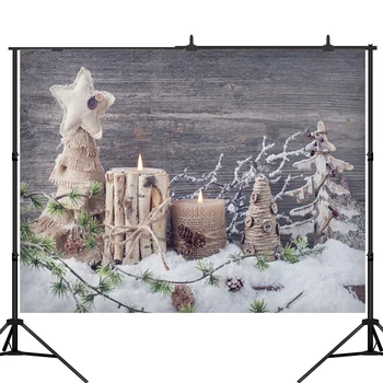 

Lyavshi Wooden Board Snow Pine Tree candle Christmas Photography Backgrounds Photography Backdrops For Photo Studio