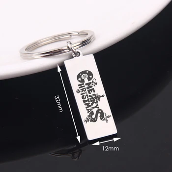 

Stainless Steel Keychain Hand Stamped Merry Christmas For Christmas Gift Christmas Tree Decoration Hot Sale Jewelry