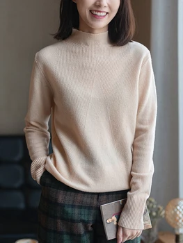

CYNTHIA Women Wool Knitted Pullover Female Long-sleeve Turtle-neck Sweater Winter Autumn Crochet