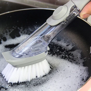 

2 in1 Long Handle Cleaning Brush with Removable Brush head Sponge Soap Dispenser Dish Washing Brush Set Kitchen Clean Tools 2020