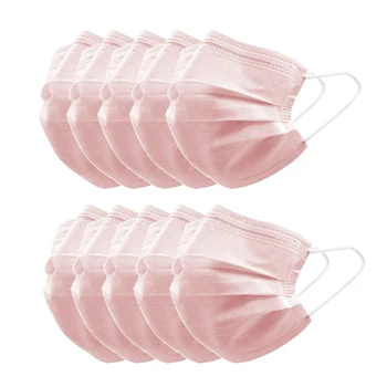 

3 Layer Disposable Face Mouth Protective Cover Non-woven Fabric Dustproof Face Shield with Ear Loop, Pack of 10