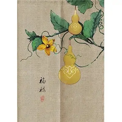 Retro Chinese Style Bedroom Kitchen Partition Curtain Geomantic Shielding Curtain Half Panel Tube Curtain Decoration