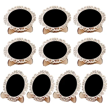 

10Pcs Wooden Creative Hollow Small Blackboard Stickers Display Stand Wedding Home Decoration Ornaments