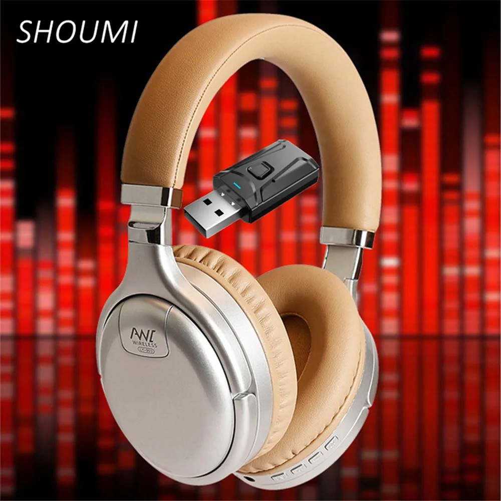 Active Noise Cancelling Headphone Bluetooth Helmet Headsets with 3.5 USB TV Adaptor Deep Bass Wireless Earbud Television Adapter