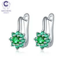 HanCheng новые модные роскошные u-образные серебряные покрытый Цирконий драгоценный камень цветок серьги гвоздики для женщин ювелирные изделия brincos bijoux