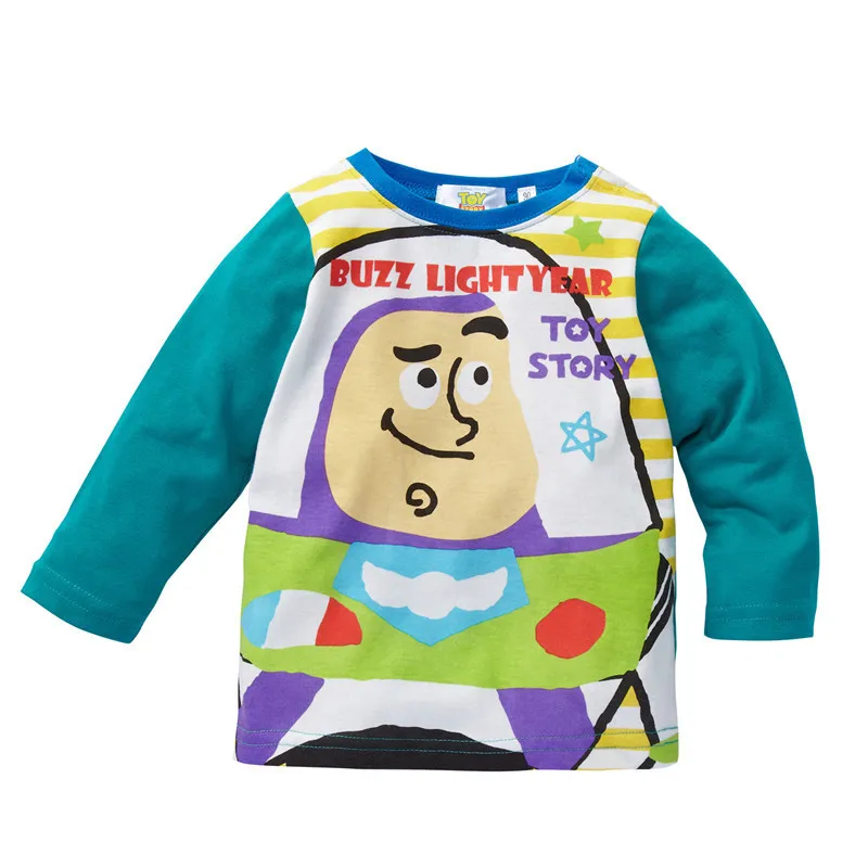 Buzz Lightyear Детские футболки с Микки, Минни, Дейзи, Вуди, Базз Лайтер, детские топы с длинными рукавами, детский однотонный хлопковый свитер, футболки для мальчиков и девочек - Цвет: Buzz Lightyear