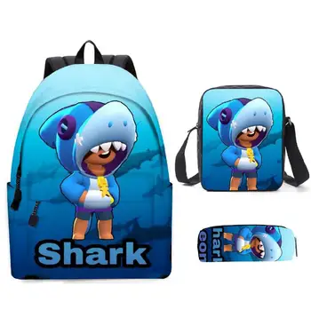 

Leon Spike Shelly Game Print Teenager Boys Girls Backpack 3PCS/SET School Bags Kids Backpacks for Boys Children Mochila Escolar