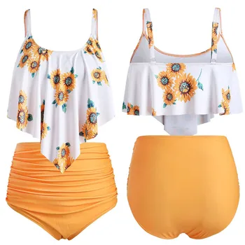 

Sexy Lingerie Set Bikinis Set Women's Fashion Two Pieces Bathing Suits Top Ruffled With High Waisted Bottom Bikini Set #4n14