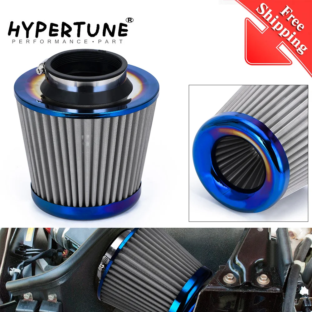 

Burnt Blue Neck 3" 76mm High Flow Cold Air Intake Air Filter Power Intake Air Inlet System Mushroom Head Air Cleaner Universal