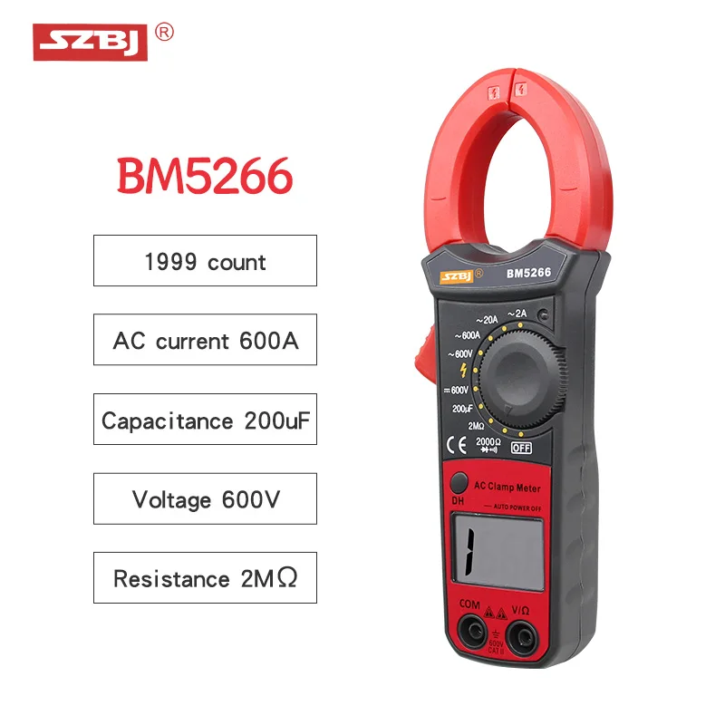 Baratos 1999 cuentas SZBJ BM5266 pinza de mano multímetro Digital CA CC voltios amperios capacitancia fase diodo Megger amperímetro probador