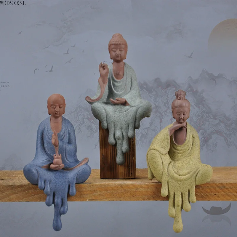 WDDSXXJSL Chinese Creative Ceramic Colored Sand Guanyin Buddha Decoration Storefront Company Home Living Room Desktop | Дом и сад