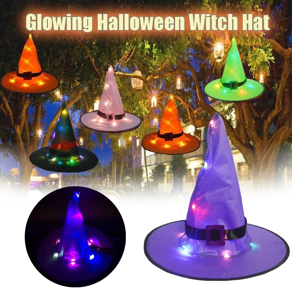 

LED Christmas Hat Glowing Witch Hat Home Christmas Tree Hanging Ornament Decoration LED Cosplay Party Dress Decor Props