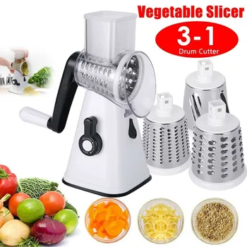 

Manual Vegetable Slicer,Efficient and Fast Vegetable Fruit Cutter Cheese Shredder, Speedy Rotary Drum Grater Slicer