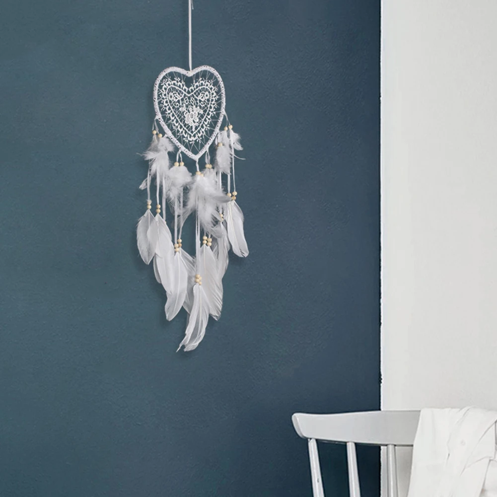 Dream Catcher Heart Feather Beads Wall Hanging Girl Room Car Office Window Decor Ornament Feathers Wall Hanging Decorations wall art decor wall hanging pendant dream catcher wall decoration crystal wall hanging