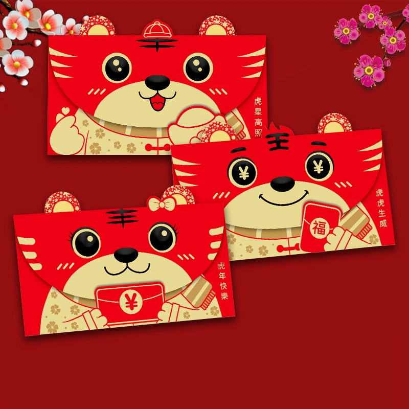 タンポポの絵 6個 中国の かわいい 虎 新年の贈り物 赤い封筒のお金の装飾 創造的な赤いパケット 新しい 22 Aliexpress