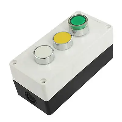 

DC 12V Green Signal Lamp White Yellow Cap Momentary Switch Push Button Station