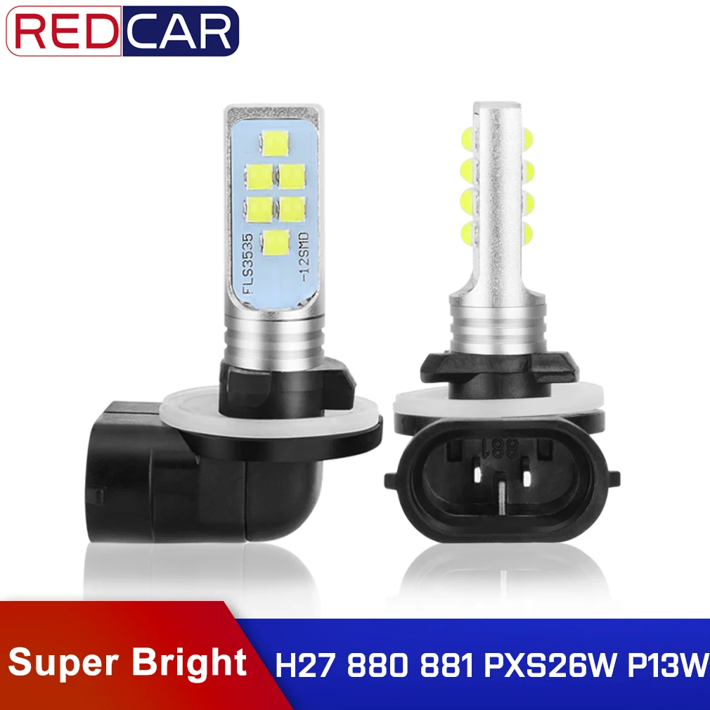 

2pcs H27 Led P13W PSX26W Fog Light H27W 881 880 Auto Led Bulb Light Lamp 1400LM Car Driving Running Light LED Light 6000K White