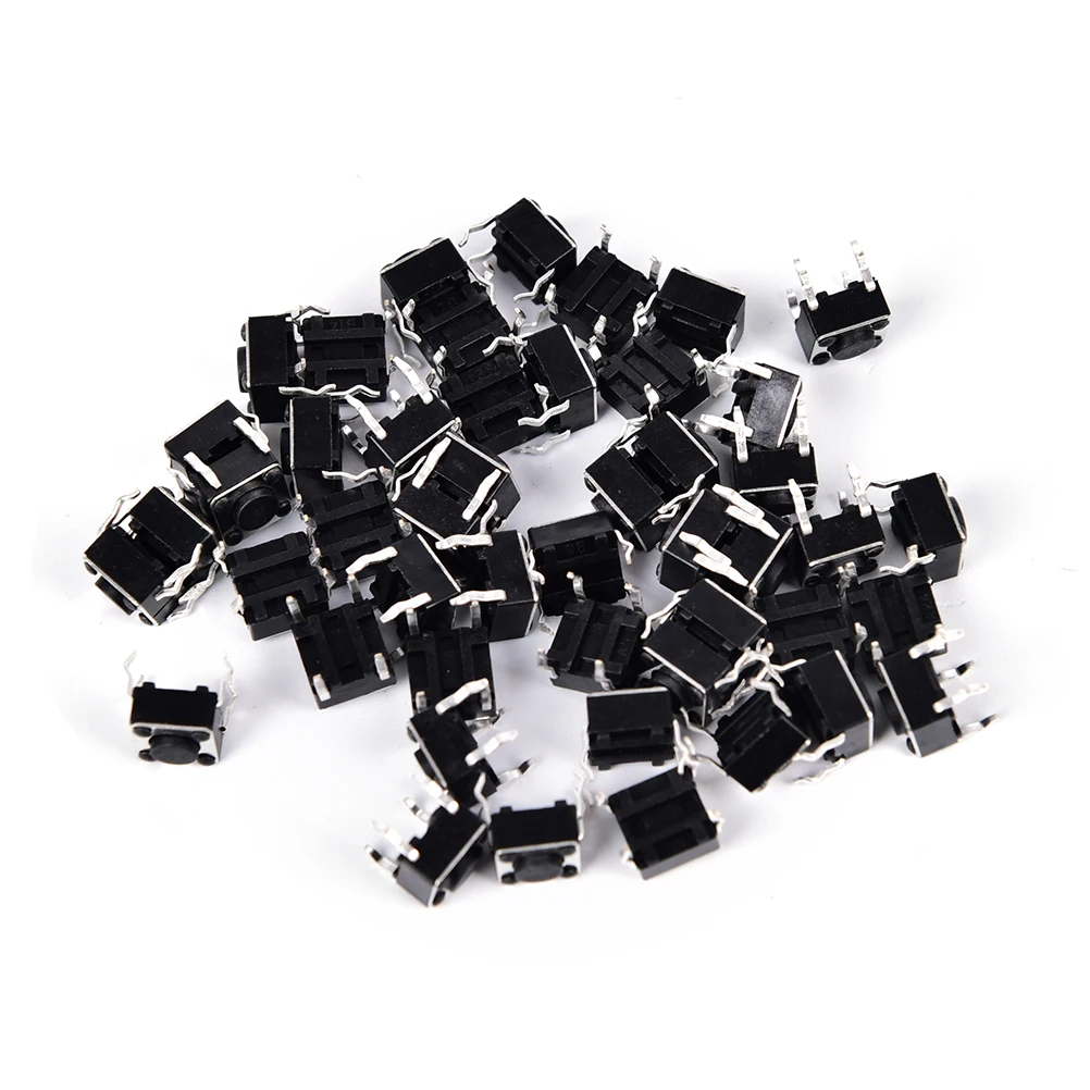 Tactile Push Button Switch Momentary Tact Through-Hole 4pin Dip Feet Copper 50pcs 6x6x4.3mm