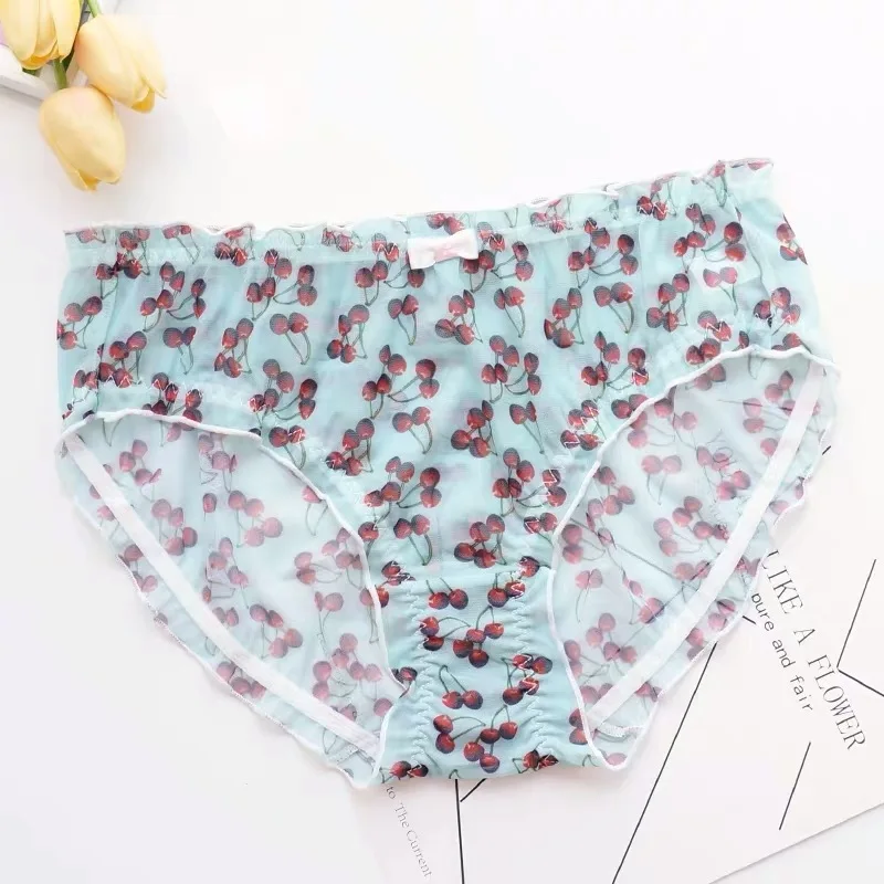 color 10 Ropa interior femenina женское нижнее бельё размера плюс 4XL Прозрачная сетка милый фруктовый принт женские трусики - Цвет: color 10