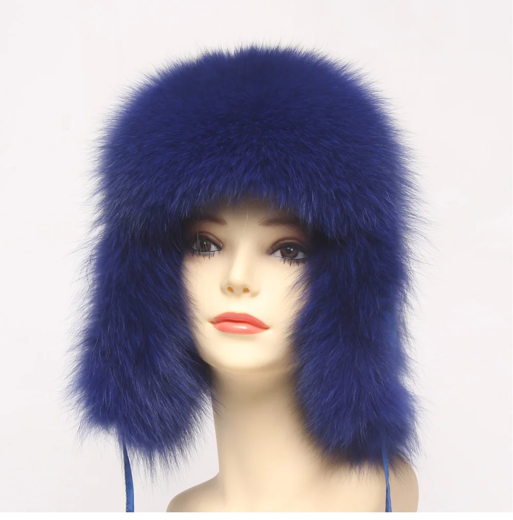 Hot Sale Genuine Fox Fur Hat Russian Women Real Fur Caps Bomber Hats 100%Natural Fox Fur Caps Fashion Fur Hat Retail wholesale