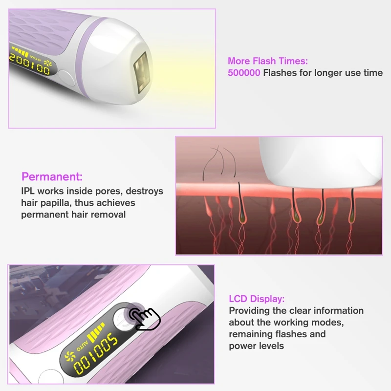 500000 вспышка профессиональный Перманентный IPL эпилятор l-aser удаление волос ЖК-дисплей Эпилятор бикини безболезненное устройство для
