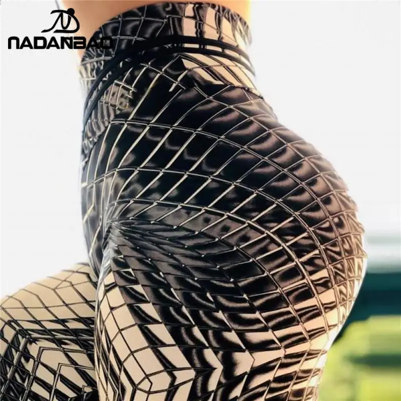 Женские леггинсы для фитнеса NADANBAO модные клетчатые спортивные штаны с 3D принтом