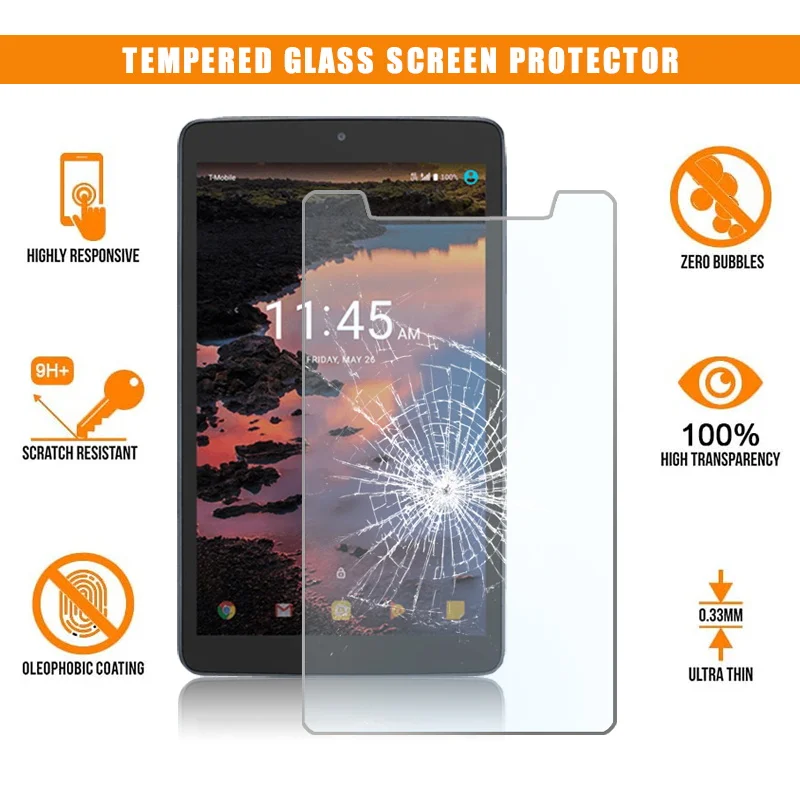 

Tablet Tempered Glass Screen Protector Film Cover for Alcatel A30 8.0" Full Screen Anti-Scratch Explosion-Proof Screen 9H