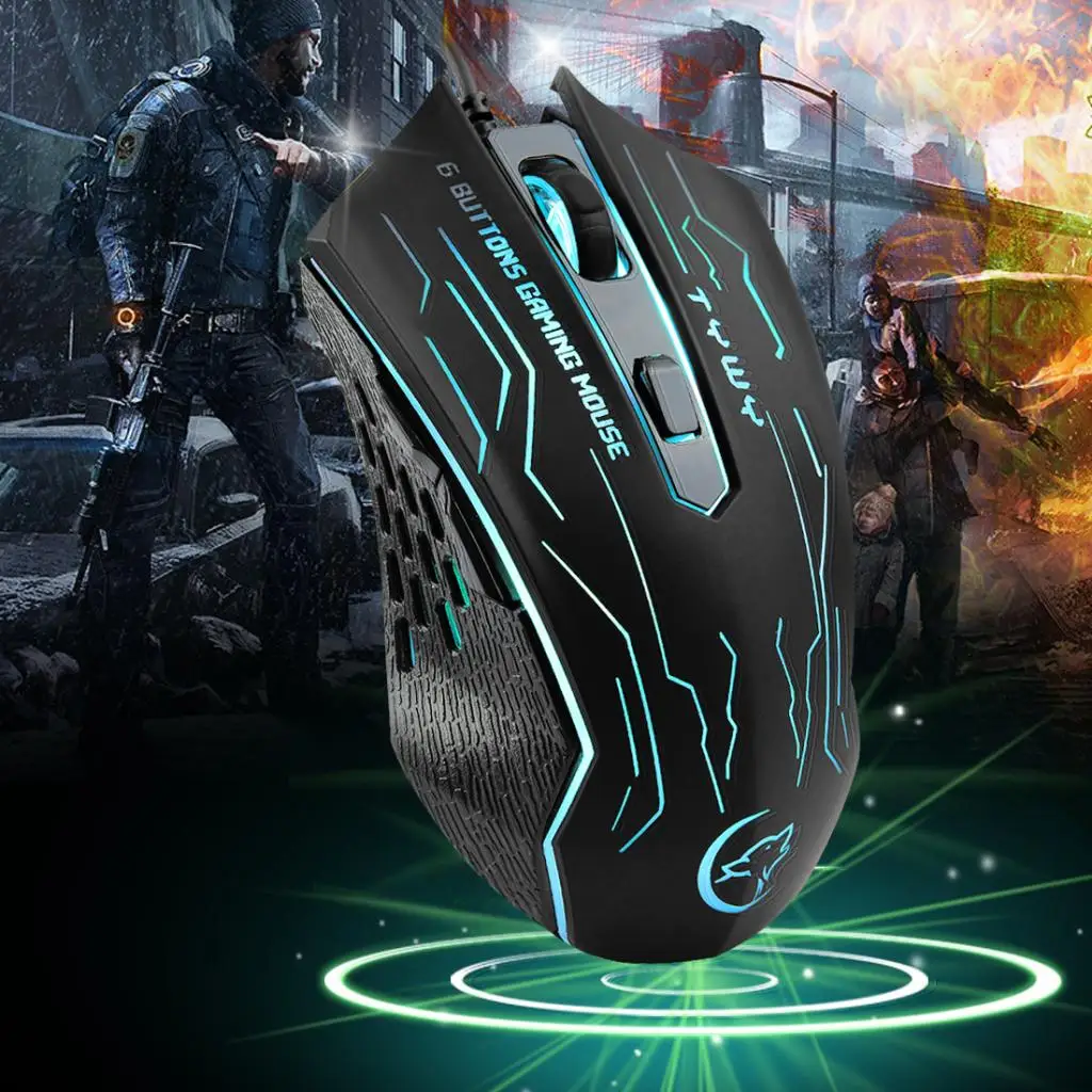 3200 DPI Multi-Color Breathing Light Ergonomic Optical Game USB Wired Gaming Mouse for Computers PC Laptop Backlight Mouse