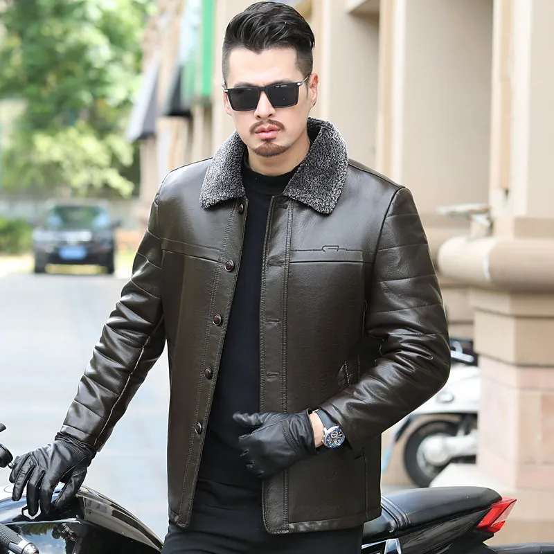 Зимняя кашемировая куртка из искусственной кожи с воротником под горло мужские облегающие куртки хлопковые пальто