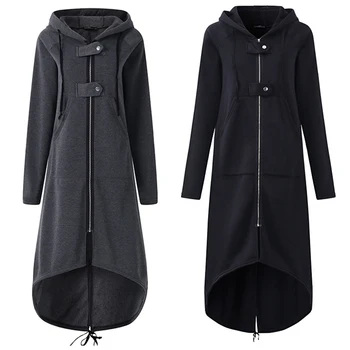 

Plus Size Hoodies Women 5xl Long Back Sweatshirt Poleron Mujer 2019 Plain Oversized Hooded Snap Button Zip Up Hoodie Solid Color