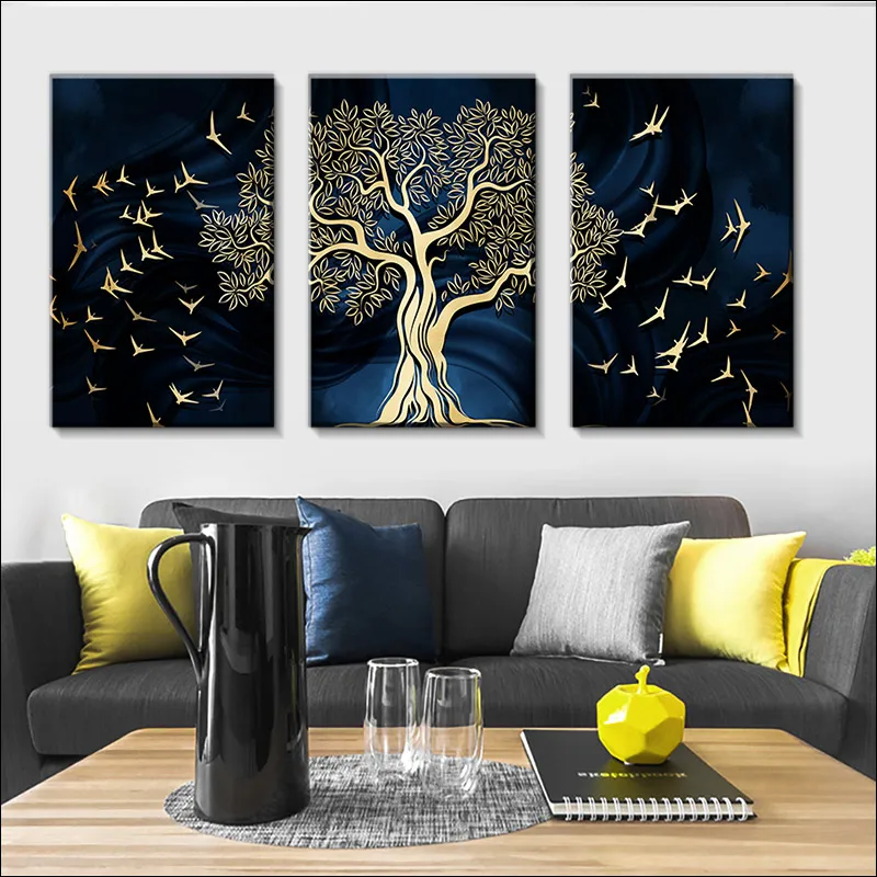 

Nordic Wall Art Tree Canvas Painting Living Room Bedroom Abstract Poster and Printmaking Bird Graphics Home Decoration Painting