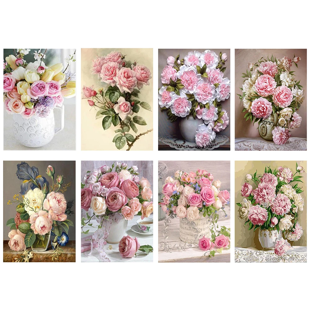 5D Diamond Painting Rose Flower Vase Full Square Round DIY Embroidery Mosaic Cross Stitch Home Decoration | Дом и сад