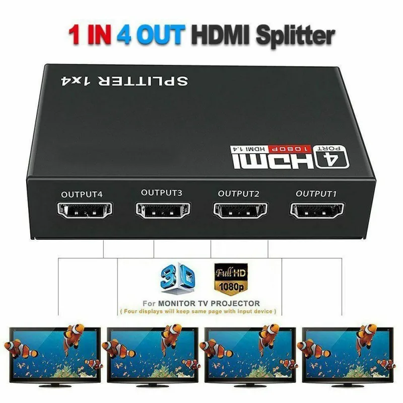 Высококачественный Профессиональный Full HD HDMI Сплиттер 4 порта концентратор ретранслятор усилитель V1.4 1080p 1 в 4 из