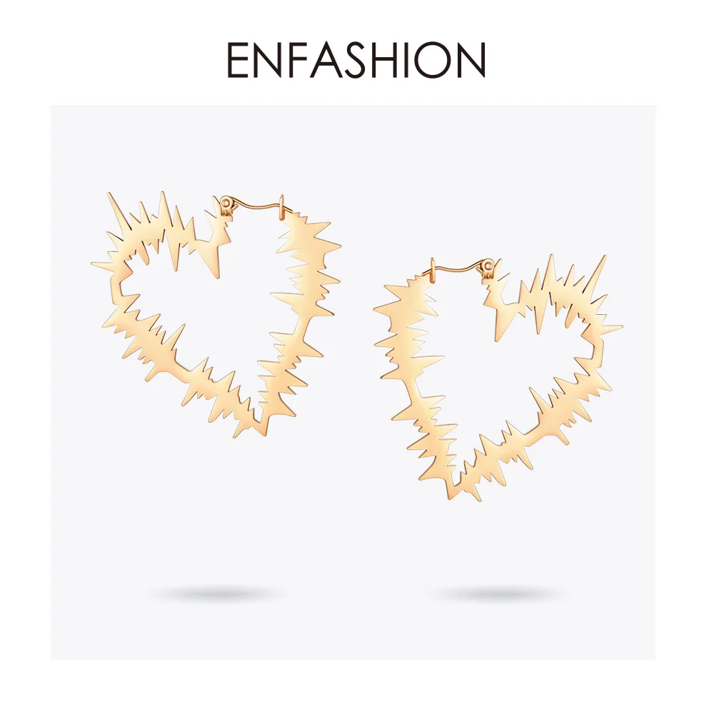 ENFASHION серьги-кольца в форме сердца для женщин, аксессуары золотого цвета, обручи в форме сердца, модные ювелирные изделия Oorbellen E191126 - Окраска металла: Rose Gold Color