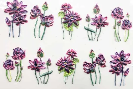 3D акриловые Выгравированные наклейки для ногтей, зимние цветные цветы, птицы, любовь, дизайн, Водные Наклейки, эмаистичные наклейки для ногтей, водные горки, наклейки Z0260 - Цвет: 9