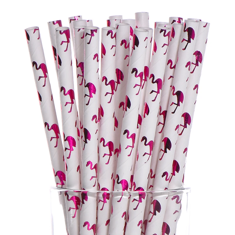 25 шт торт Топпер бумажные соломинки с фламинго для дня рождения украшения дети взрослые выпускные поставки одноразовые Коктейльные трубочки