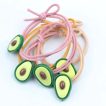 

10Pcs/lot New Resin Egg Flower Elastic Head Rope Avocado Baby HeadBand Avocado Student Rubber Band Baby Girl Hair Accessories