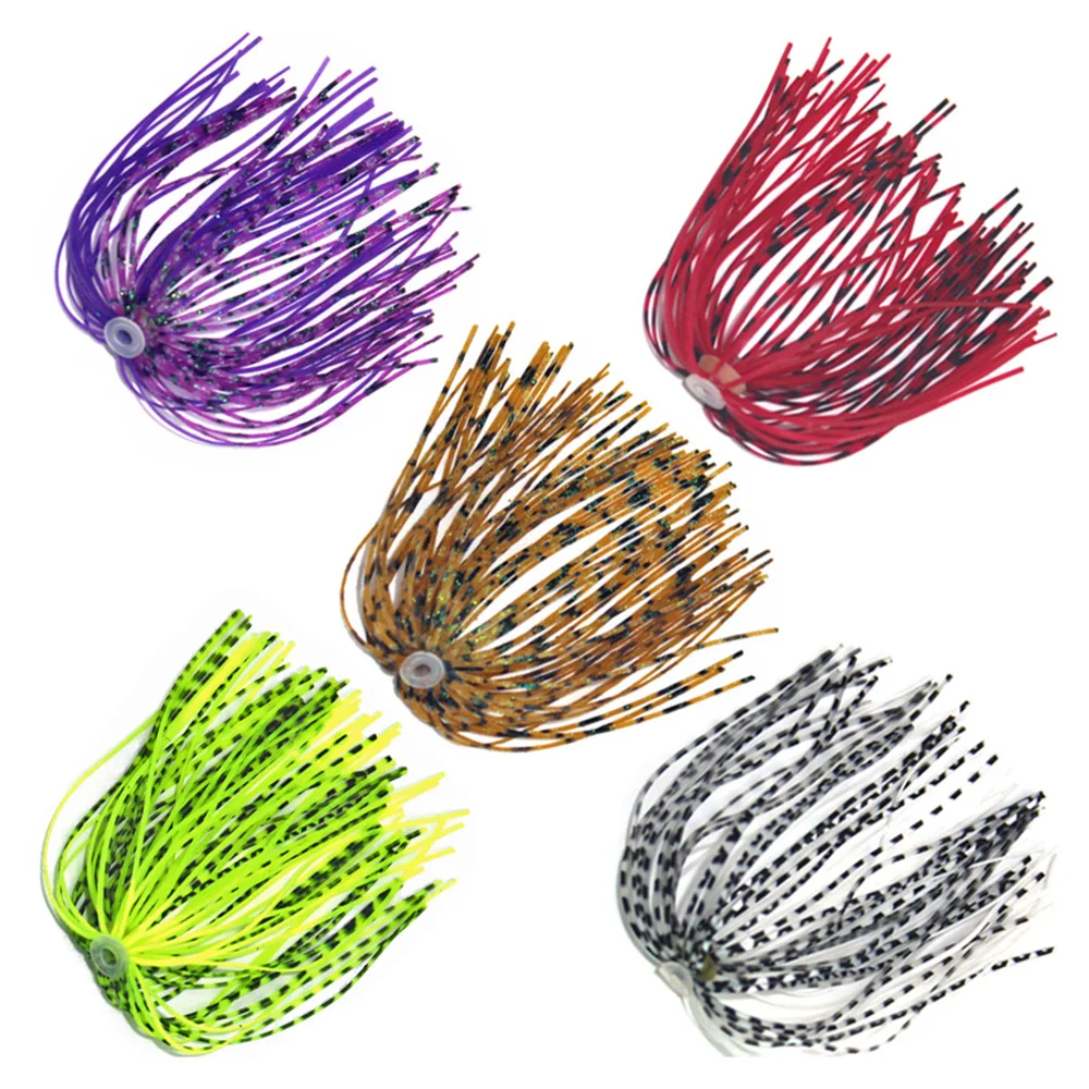 Easy Catch 5pcs Mixed Color Fishing Rubber Jig Skirts 5 colors Silicone Skirt Wire With Ring Fly Tying Material | Спорт и