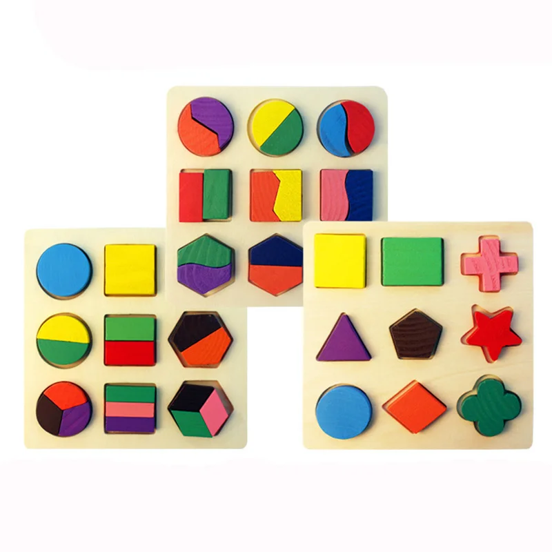 

3 Kinds Geometric Plate Puzzles Intelligence Kids Children Educational Toy Wooden 3D Puzzle Jigsaw Wooden Toys For Children
