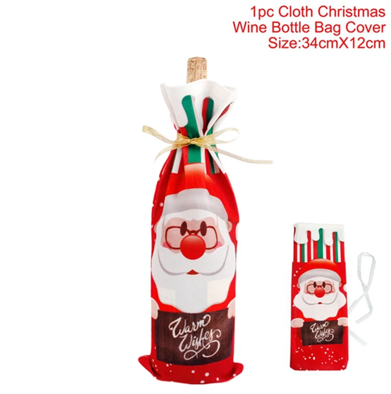 Рождественские чехлы на стулья с изображением снеговика Санта-Клауса,, Рождественский Декор для кухни, домашний стол, Рождественский новогодний - Цвет: Wine Bottle Cover