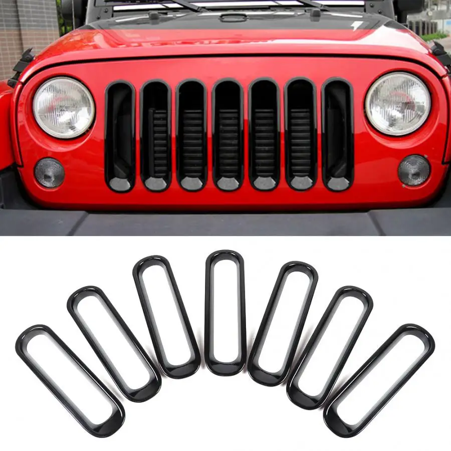 7 шт. черный цвет ABS передний бампер решетка подходит для Jeep Wrangler JK 2007 2017 решетки