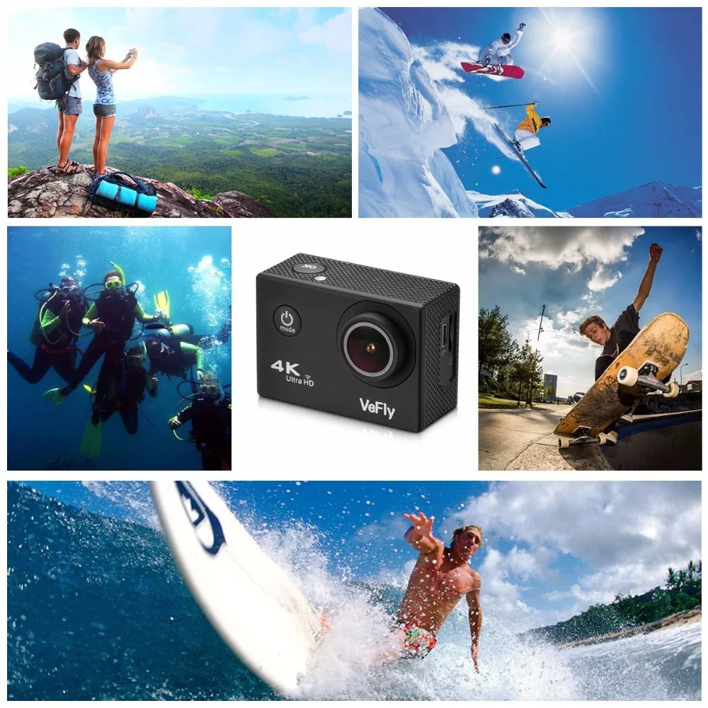 VeFly, Спортивная камера, портативная, ультра-высокое разрешение, большая, широкоугольная, автомобильная, велосипедная, ЖК-экшн-камера, Wifi Cam, запчасти для аккумулятора