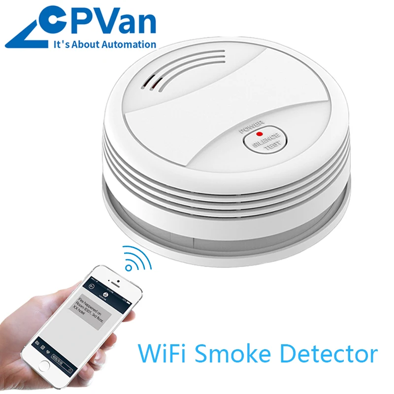 CPVan Smoke Detector Wifi Fire Smoke Tuya APP Control Smoke Sensor Protection Detector Smoke Sensor Home Alarm System rookmelder
