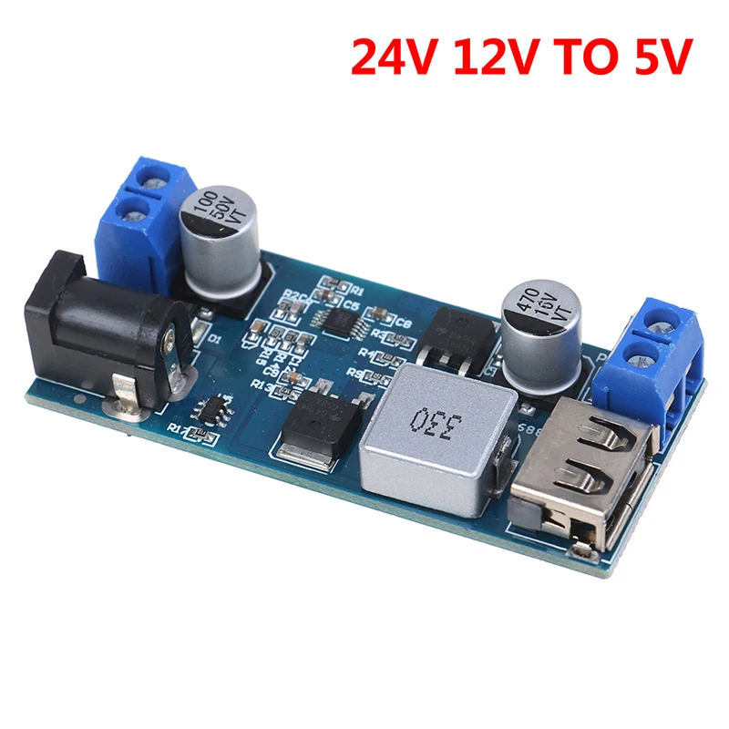 1PCS Hot New Adjustable DC-DC 24V 12V to 5V 5A Step Down Power Supply Buck Converter USB Step-down Charging Module Dropshipping