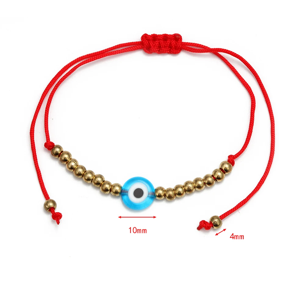 Wish Card Lucky Blue Evil Eye браслеты для женщин и мужчин регулируемый ручной работы красная веревка медный бисерный тканый браслет ювелирные изделия EY6478