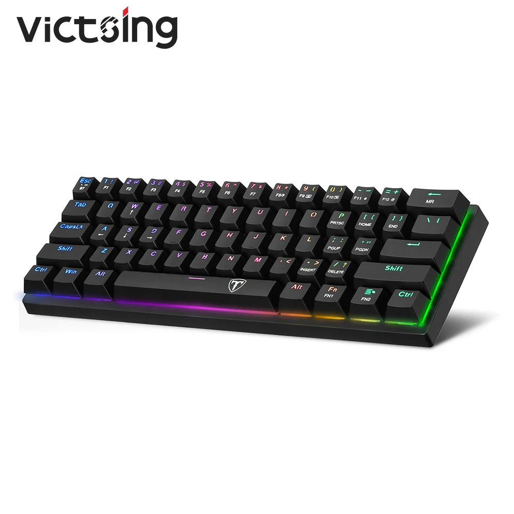VicTsing Беспроводная Механическая игровая клавиатура с двумя Bluetooth/2 4 ГГц 60% RGB три